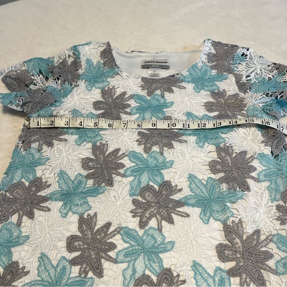 Alfred Dunner Gray and White lace Embellished Blouse - Picture 4 of 5